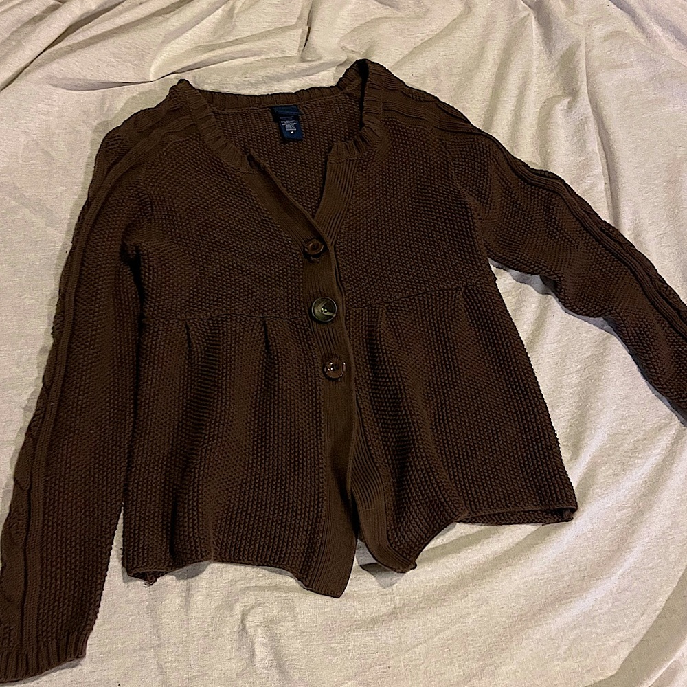 little girls brown knit sweater (never been worn)
